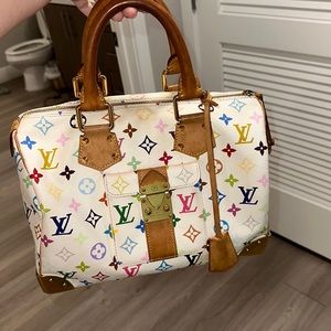 Super Rare Monogram Multicolor Speedy 30 White